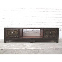 Asien großes Lowboard TV Tisch schwarzbraun Antik Stil Pinienholz