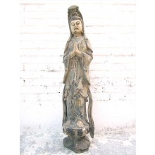 Bodhisattva Guanyin betend feine Skulptur Pappelholz China 1920 von Luxury Park