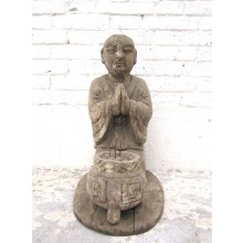 China um 1910 Skulptur betender Mönch buddhistische Altarfigur mit Räucherstabschale Pappelholz von Luxury Park