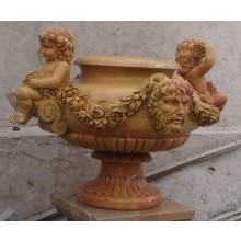 Große Vase Pokal rötlich Marmor Barock Rokoko Brunnen für Park