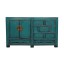 Chinesisches Sideboard aus solidem Holz in Pfauenblau im Used-Look