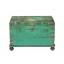 Koloniale Indien Truhe 1920 Box aus grün bemalter altem Teakholz