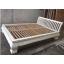 Asien flaches Doppel Bett Antikweiß Vintage Stil Vollholz 200x140x35cm