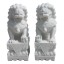Weißer Marmor Fu Dog Paar Tempel Löwen Wächter  Bildhauerarbeit